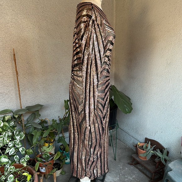 24K Label by K Too | Black Sheer Sequined Maxi Evening Dress - Picture 2 of 8